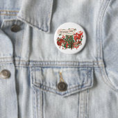 ヴィンテージクリスマスサンタクロースと踊りの子供 缶バッジ (インサイチュ)