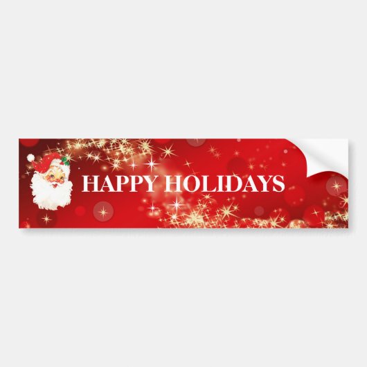ヴィンテージクリスマスサンタクロースのレッドバンパーステッキ バンパーステッカー (正面)