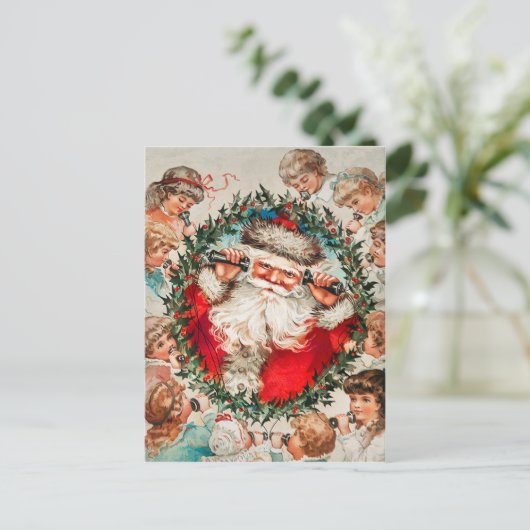 ヴィンテージクリスマスサンタクロースの子供 ポストカード (スタンド正面)
