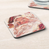 ヴィンテージクリスマスサンタクロースイラストレーション コースター (左側)