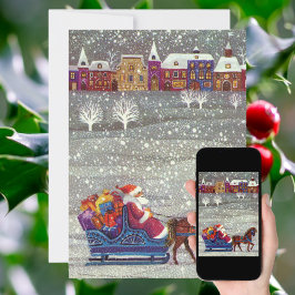 ヴィンテージクリスマスサンタクロースインスイー招待状 招待状