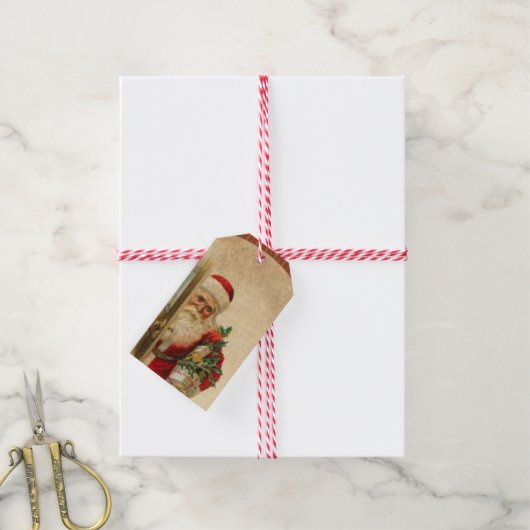 ヴィンテージクリスマスサンタクロースギフトラベル ギフトタグ (より糸付き)