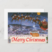 ヴィンテージクリスマスサンタクロースススレイ招待状 招待状 (正面/裏面)