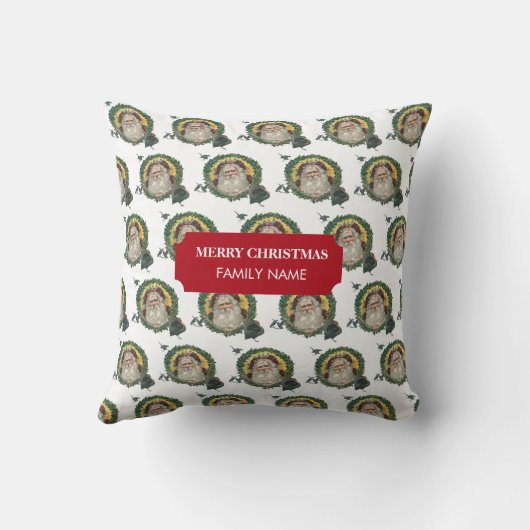 ヴィンテージクリスマスサンタクロースターキーズ名前をカスタムする クッション (裏面)