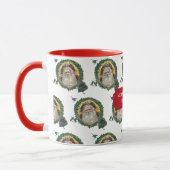 ヴィンテージクリスマスサンタクロースターキーズ名前をカスタムする マグカップ (左)