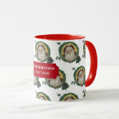 ヴィンテージクリスマスサンタクロースターキーズ名前をカスタムする マグカップ (正面右)