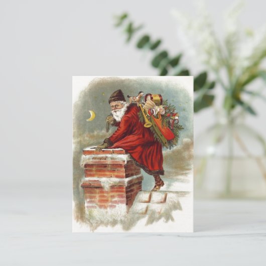 ヴィンテージクリスマスサンタクロースダウンチムニー 招待状 (スタンド正面)