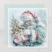ヴィンテージクリスマスサンタクロースパステル シーズンカード (正面/裏面)