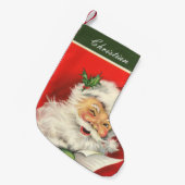 ヴィンテージクリスマスサンタクロースパーソナライズされた スモールクリスマスストッキング (正面 (吊り時))