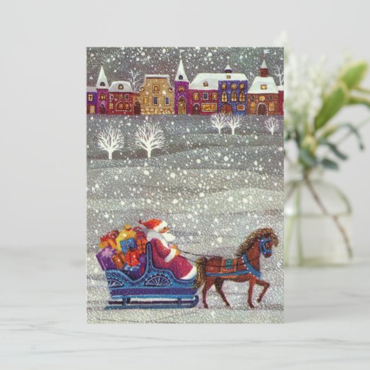 ヴィンテージクリスマスサンタクロースパーティの招待状 招待状 (スタンド正面)