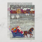 ヴィンテージクリスマスサンタクロースパーティの招待状 招待状 (正面/裏面)