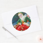 ヴィンテージクリスマスサンタクロースパーティーススススクエア ラウンドシール (封筒)