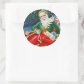 ヴィンテージクリスマスサンタクロースパーティーススススクエア ラウンドシール (バッグ)