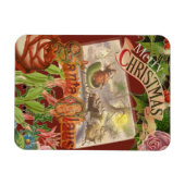 ヴィンテージクリスマスサンタクロースビクトリアンインそり マグネット (横)