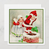 ヴィンテージクリスマスサンタクロースヘルパー シーズンカード (正面/裏面)