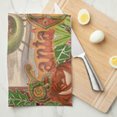 ヴィンテージクリスマスサンタクロースライ キッチンタオル (四つ折り)