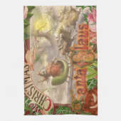 ヴィンテージクリスマスサンタクロースライ キッチンタオル (縦)