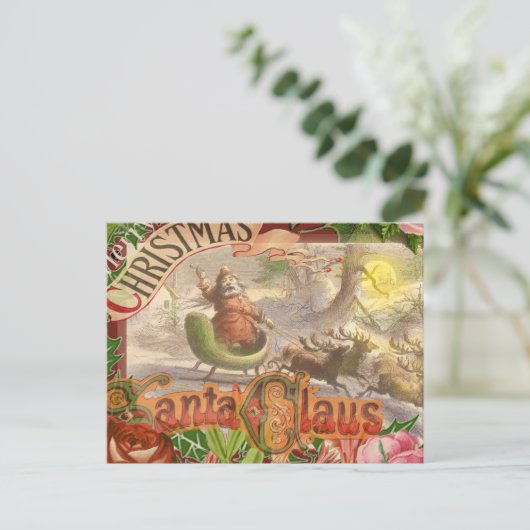 ヴィンテージクリスマスサンタクロースライ シーズンポストカード (スタンド正面)