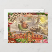 ヴィンテージクリスマスサンタクロースライ シーズンポストカード (正面/裏面)