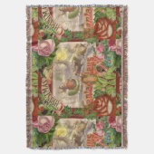 ヴィンテージクリスマスサンタクロースライ スローブランケット (正面縦)