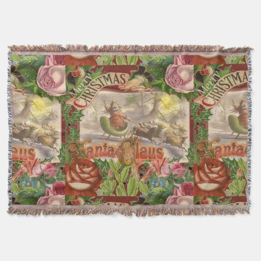 ヴィンテージクリスマスサンタクロースライ スローブランケット (正面)