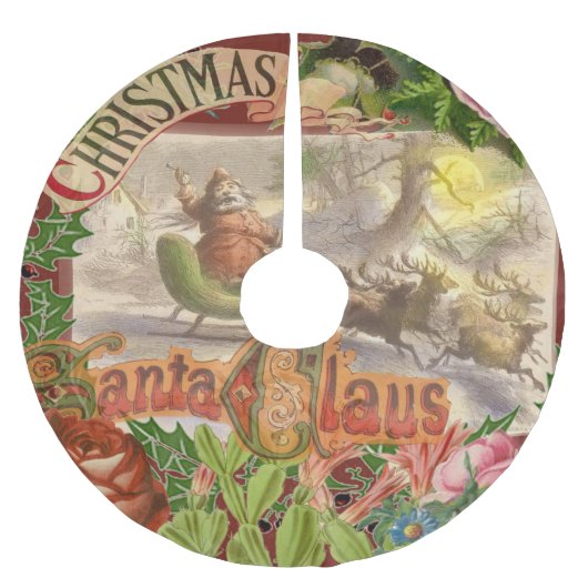 ヴィンテージクリスマスサンタクロースライ ブラッシュドポリエステルツリースカート (正面)