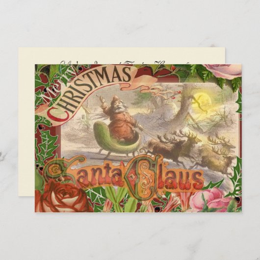 ヴィンテージクリスマスサンタクロースライ 招待状 (正面/裏面)