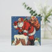 ヴィンテージクリスマスサンタクロースレトロ招待状 招待状 (スタンド正面)