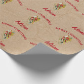 ヴィンテージクリスマスサンタクロース名前をカスタムするクラフト ラッピングペーパー (角)