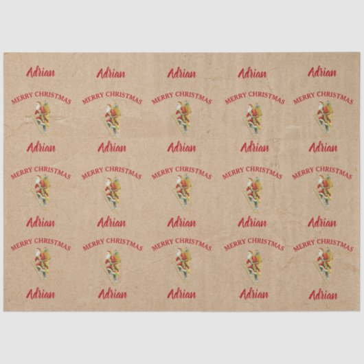 ヴィンテージクリスマスサンタクロース名前をカスタムするクラフト 薄葉紙 (正面)