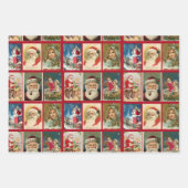 ヴィンテージクリスマスサンタクロース小人ビクトリアンギフト ラッピングペーパーシート (正面)