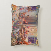 ヴィンテージクリスマスサンタクロース小人ワークショップ アクセントクッション (裏面(縦))