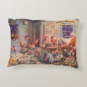 ヴィンテージクリスマスサンタクロース小人ワークショップ アクセントクッション (裏面)