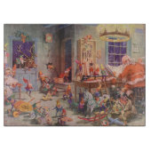 ヴィンテージクリスマスサンタクロース小人ワークショップ カッティングボード (正面)