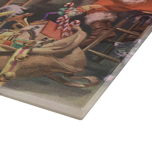 ヴィンテージクリスマスサンタクロース小人ワークショップ カッティングボード (角)