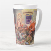 ヴィンテージクリスマスサンタクロース小人ワークショップ カフェラテマグ (右アングル)