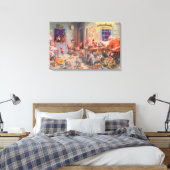 ヴィンテージクリスマスサンタクロース小人ワークショップ キャンバスプリント (インサイチュ (寝室))