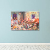 ヴィンテージクリスマスサンタクロース小人ワークショップ キャンバスプリント (インサイチュ (ウッドフロア))