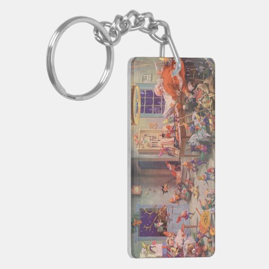 ヴィンテージクリスマスサンタクロース小人ワークショップ キーホルダー (正面左)