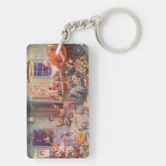 ヴィンテージクリスマスサンタクロース小人ワークショップ キーホルダー (裏面)