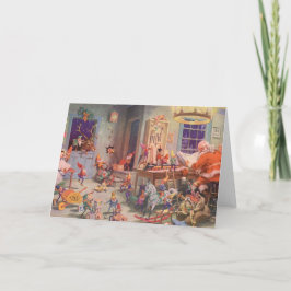 ヴィンテージクリスマスサンタクロース小人ワークショップ シーズンカード