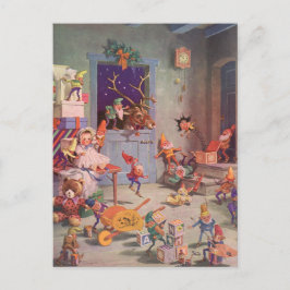 ヴィンテージクリスマスサンタクロース小人ワークショップ シーズンポストカード