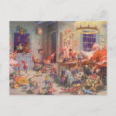 ヴィンテージクリスマスサンタクロース小人ワークショップ シーズンポストカード (正面)