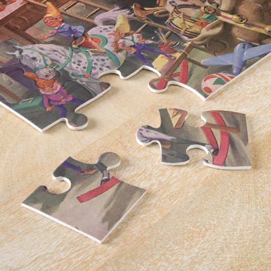 ヴィンテージクリスマスサンタクロース小人ワークショップ ジグソーパズル (側面)