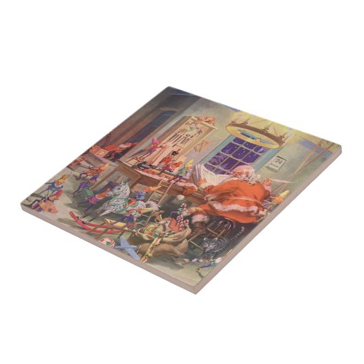 ヴィンテージクリスマスサンタクロース小人ワークショップ タイル (側面)