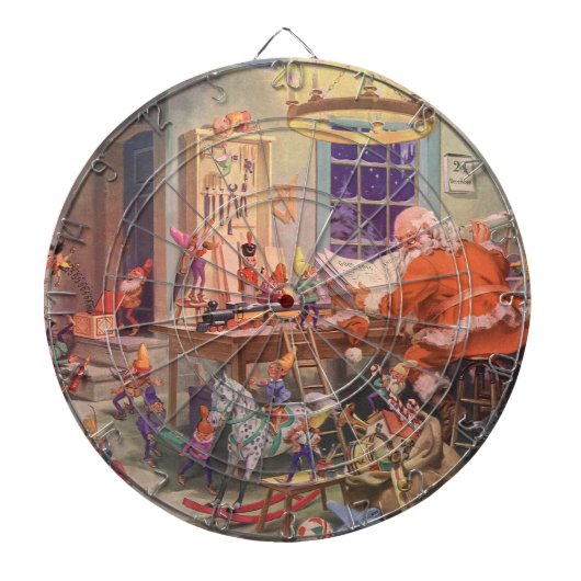 ヴィンテージクリスマスサンタクロース小人ワークショップ ダーツボード (正面)