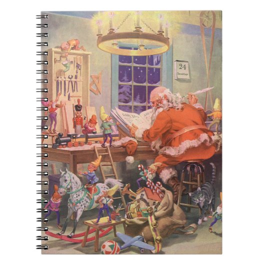 ヴィンテージクリスマスサンタクロース小人ワークショップ ノートブック (正面)