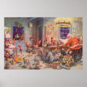 ヴィンテージクリスマスサンタクロース小人ワークショップ ポスター (正面)