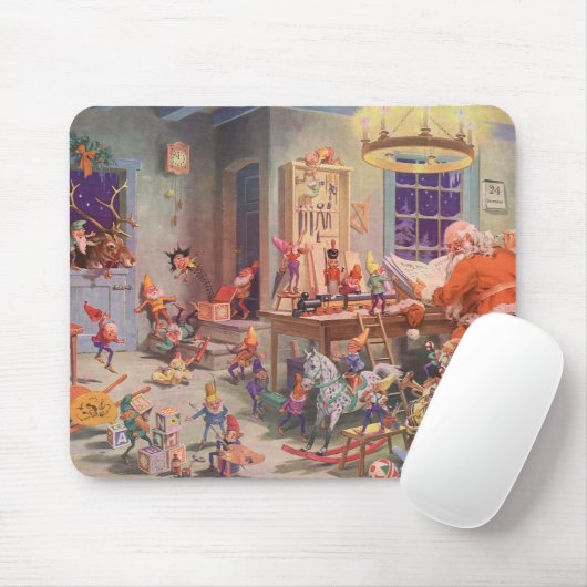 ヴィンテージクリスマスサンタクロース小人ワークショップ マウスパッド (マウス)