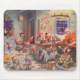 ヴィンテージクリスマスサンタクロース小人ワークショップ マウスパッド